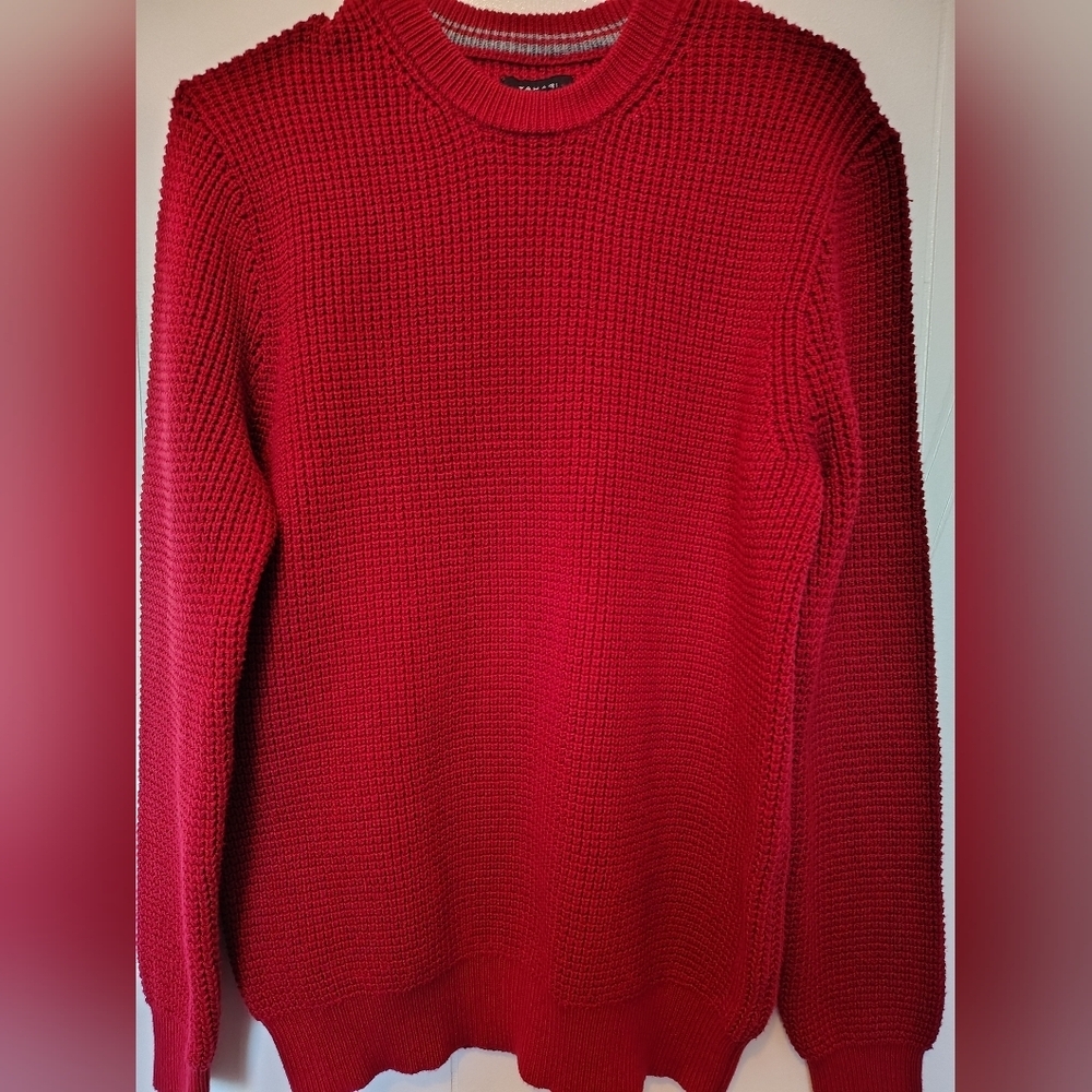 Tahari Men's Vibrant Red Crewneck Sweater Size S
